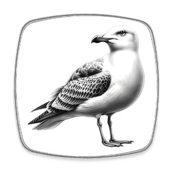 Möwe - Viereckiger Kühlschrankmagnet - Weiß - Vorne
