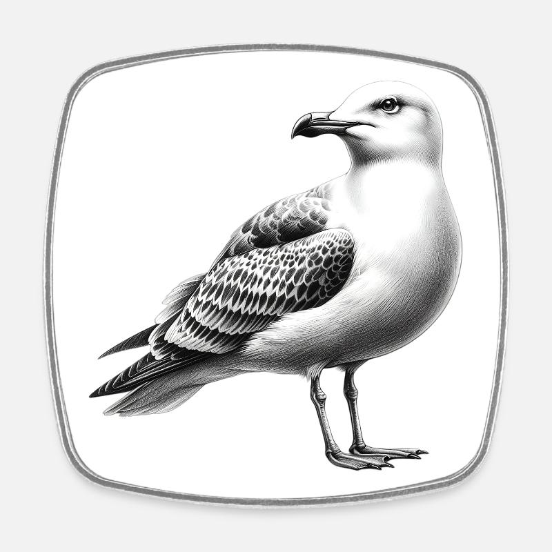Möwe - Viereckiger Kühlschrankmagnet - Weiß