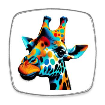 Girafe Pop Art - Magnet carré - blanc - Devant