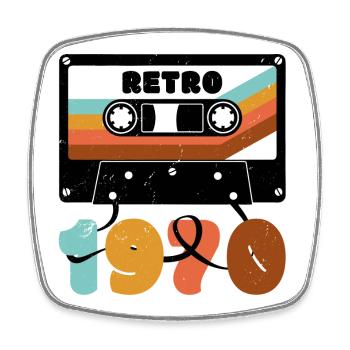 1970 Retro Music Tape Cassette - Square fridge magnet - white - Front