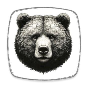 Bär - Viereckiger Kühlschrankmagnet - Weiß - Vorne
