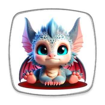 Adorables bébés Dragons | Édition Chibi colorée - Magnet carré - blanc - Devant