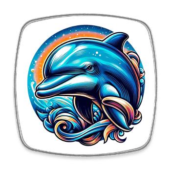 Dolphin - Square fridge magnet - white - Front