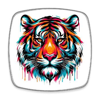 Tiger - Viereckiger Kühlschrankmagnet - Weiß - Vorne