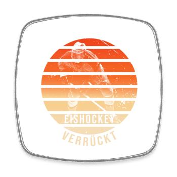 Eishockey verrückt - Viereckiger Kühlschrankmagnet - Weiß - Vorne