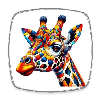 Giraffe colored and painted like Harlequin - Square fridge magnet - white - Front