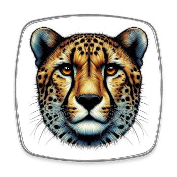 Cheetah - Square fridge magnet - white - Front