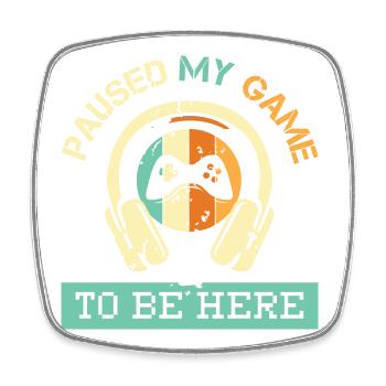 paused my game retro vintage gaming logo gamer - Square fridge magnet - white - Front
