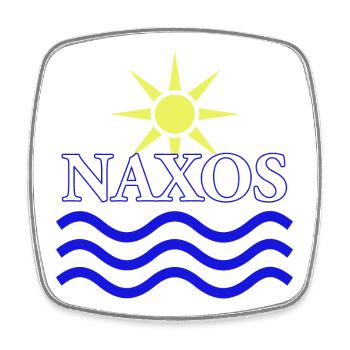 Naxos Sun and Waves Logo Design - Square fridge magnet - white - Front