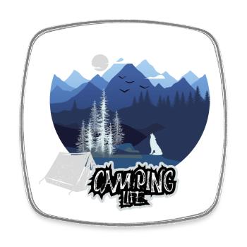 Vie de camping Nuit en montagne - Magnet carré - blanc - Devant