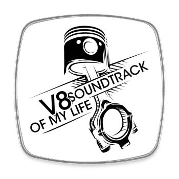 V8 Kolben Soundtrack Motor musclecar Musik icon - Viereckiger Kühlschrankmagnet - Weiß - Vorne