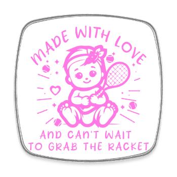 Baby Tennis Body zur Geburt Tennisbaby - Viereckiger Kühlschrankmagnet - Weiß - Vorne