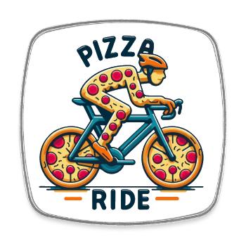 Pizza Lover Bicycle Design - Square fridge magnet - white - Front