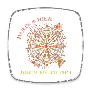 Darts & Bier, darum bin ich hier - Viereckiger Kühlschrankmagnet - Weiß - Vorne