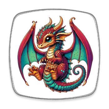 Dragon - Magnet carré - blanc - Devant