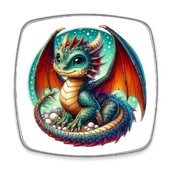 Drache - Viereckiger Kühlschrankmagnet - Weiß - Vorne