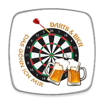 Darts & Bier - Das gönn ich mir - Viereckiger Kühlschrankmagnet - Weiß - Vorne