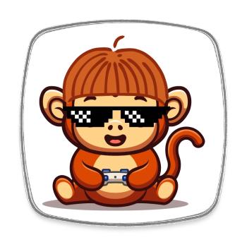 Singe de jeu - Magnet carré - blanc - Devant