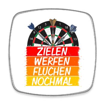 Zielen, Werfen, Fluchen, Nochmal - Viereckiger Kühlschrankmagnet - Weiß - Vorne