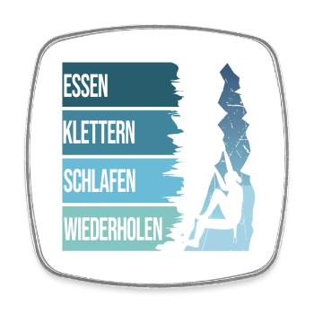 Essen, Klettern, Schlafen, Wiederholen - Viereckiger Kühlschrankmagnet - Weiß - Vorne