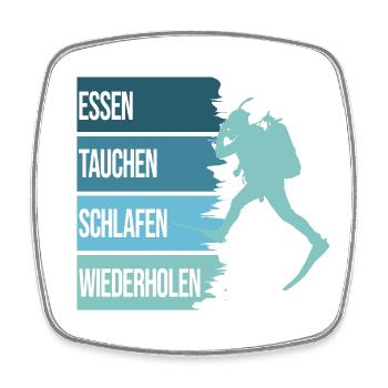 Essen, Tauchen, Schlafen, Wiederholen - Viereckiger Kühlschrankmagnet - Weiß - Vorne