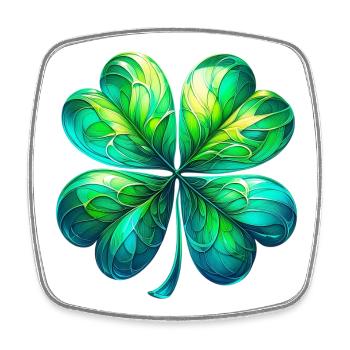 Four-leaf clover - Square fridge magnet - white - Front