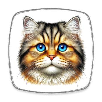 Cat - Square fridge magnet - white - Front