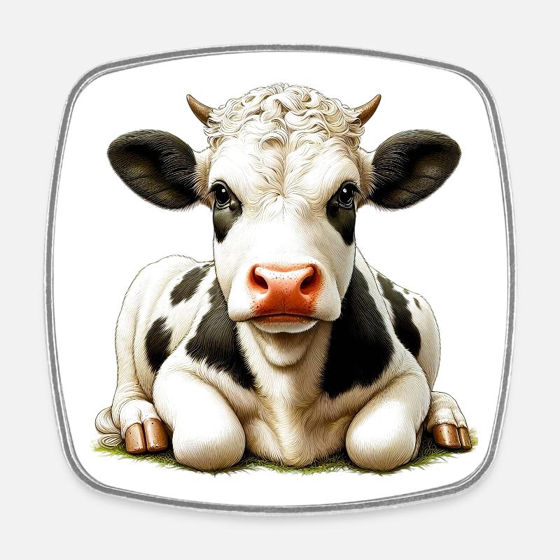 Vache - Magnet carré - blanc