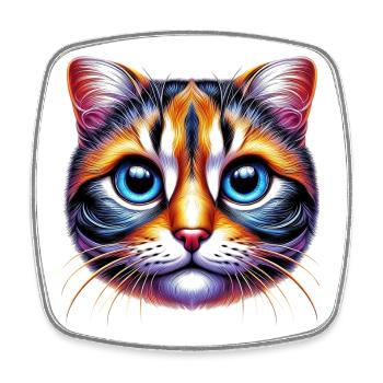 Cat - Square fridge magnet - white - Front