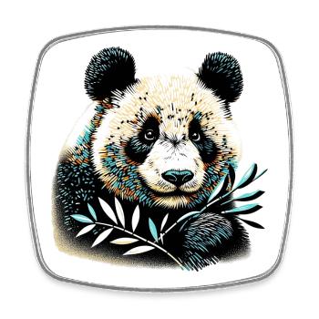 Panda - Viereckiger Kühlschrankmagnet - Weiß - Vorne