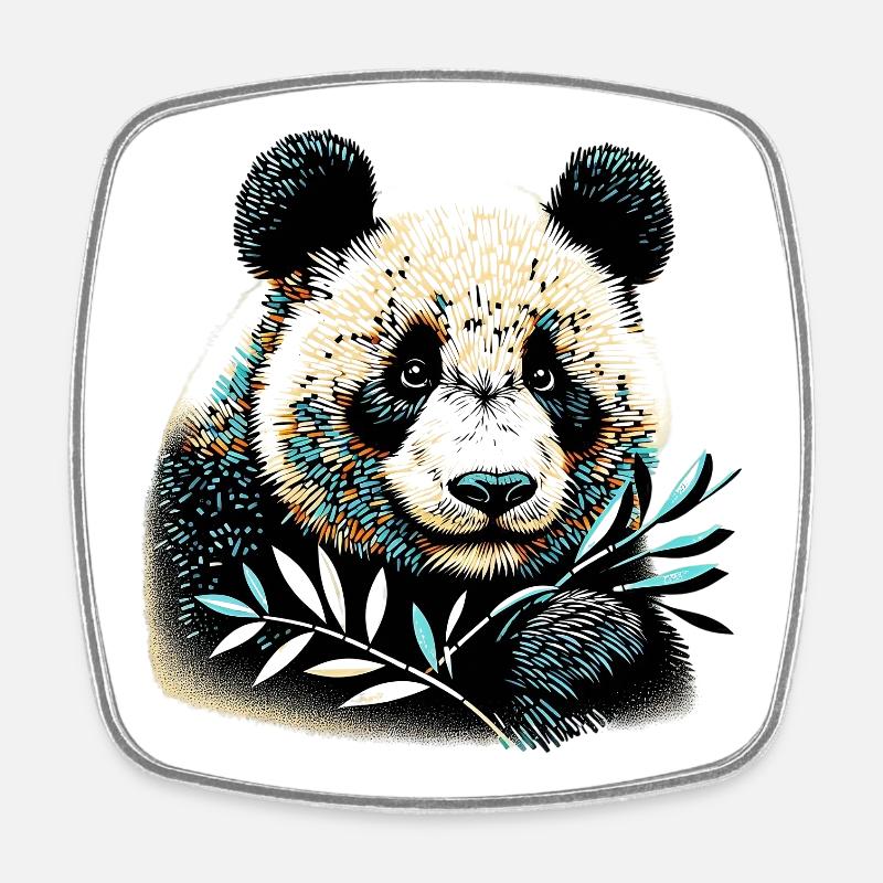 Panda - Viereckiger Kühlschrankmagnet - Weiß