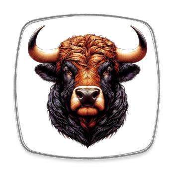 Stier - Viereckiger Kühlschrankmagnet - Weiß - Vorne