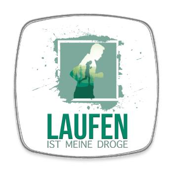 Laufen ist meine Droge - Viereckiger Kühlschrankmagnet - Weiß - Vorne