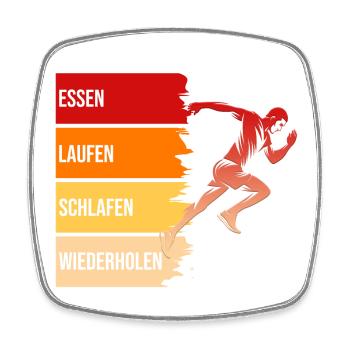 Essen, Laufen, Schlafen, Wiederholen - Viereckiger Kühlschrankmagnet - Weiß - Vorne