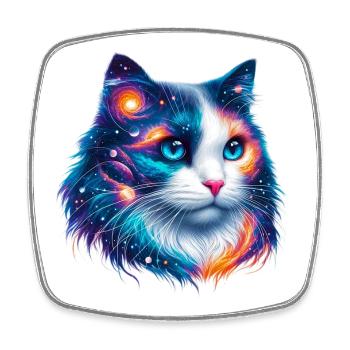 Chat - Magnet carré - blanc - Devant