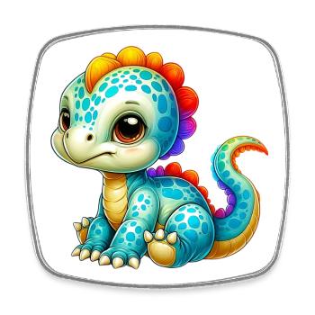 Dinosaurier - Viereckiger Kühlschrankmagnet - Weiß - Vorne