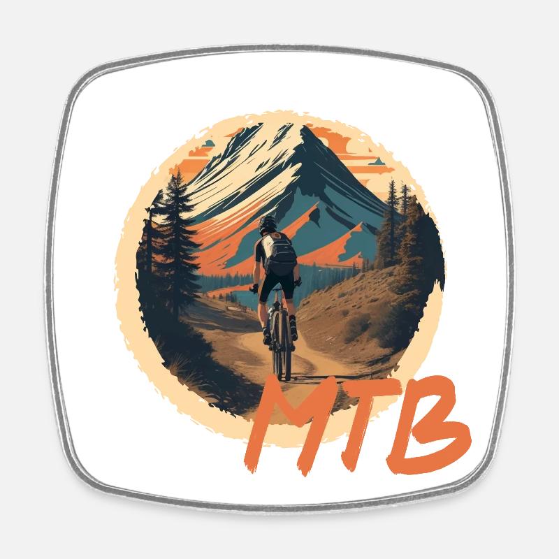 Mountainbike - Viereckiger Kühlschrankmagnet - Weiß