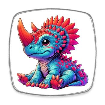 Dinosaurier - Viereckiger Kühlschrankmagnet - Weiß - Vorne