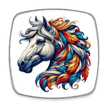 Cheval - Magnet carré - blanc - Devant
