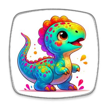 Dinosaurier - Viereckiger Kühlschrankmagnet - Weiß - Vorne
