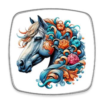 Horse - Square fridge magnet - white - Front