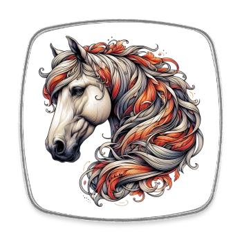 Cheval - Magnet carré - blanc - Devant