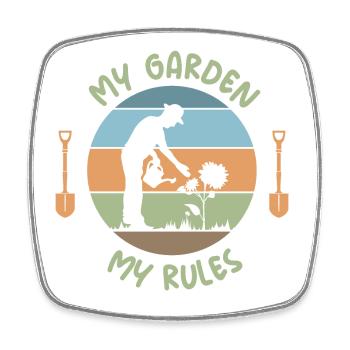 dictons drôles jardinier jardin amour logo rétro - Magnet carré - blanc - Devant