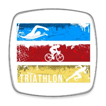Triathlon - Viereckiger Kühlschrankmagnet - Weiß - Vorne