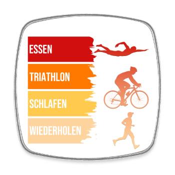 Essen, Triathlon, Schlafen, Wiederholen - Viereckiger Kühlschrankmagnet - Weiß - Vorne