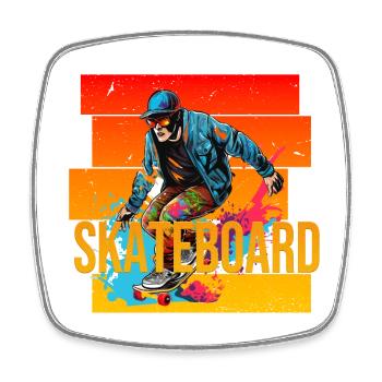 Skateboard - Viereckiger Kühlschrankmagnet - Weiß - Vorne