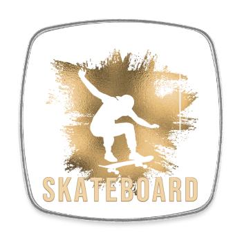 Skateboard - Viereckiger Kühlschrankmagnet - Weiß - Vorne
