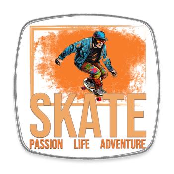 Skate - Passion - Life - Adventure - Viereckiger Kühlschrankmagnet - Weiß - Vorne