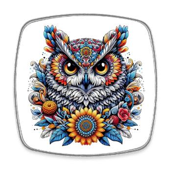Hibou - Magnet carré - blanc - Devant