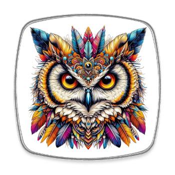 Hibou - Magnet carré - blanc - Devant